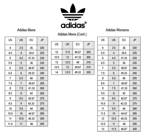 adidas size chart uk japan